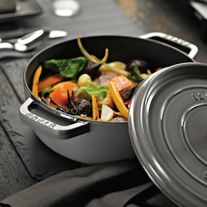 STAUB ストウブ シャロー ラウンド ココット 26cm ホワイト